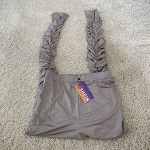 Shein Pants Womens Pull-On High Waist Ruched Skinny Size Medium Taupe NEW